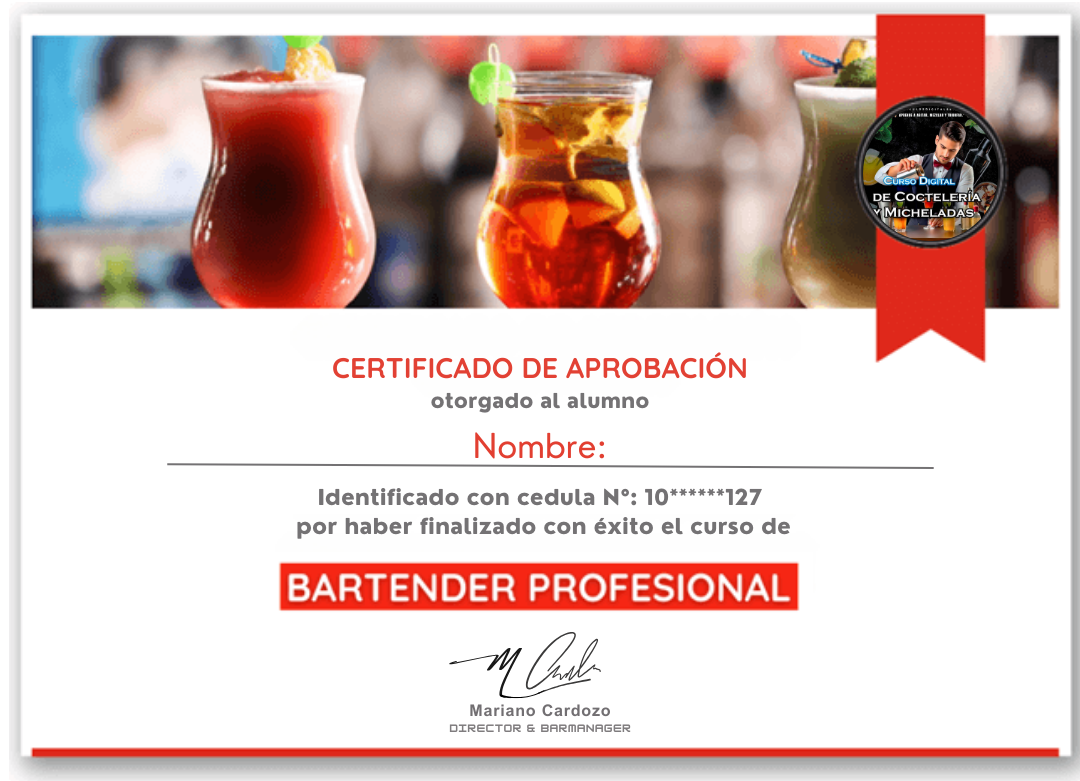Certificado Bartender